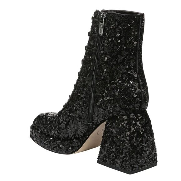 CIRCUS BY SAM EDELMAN / Kia Sequin / Black / Lace-Up & Zipper Closure / Chunky / - Picture 3 of 8
